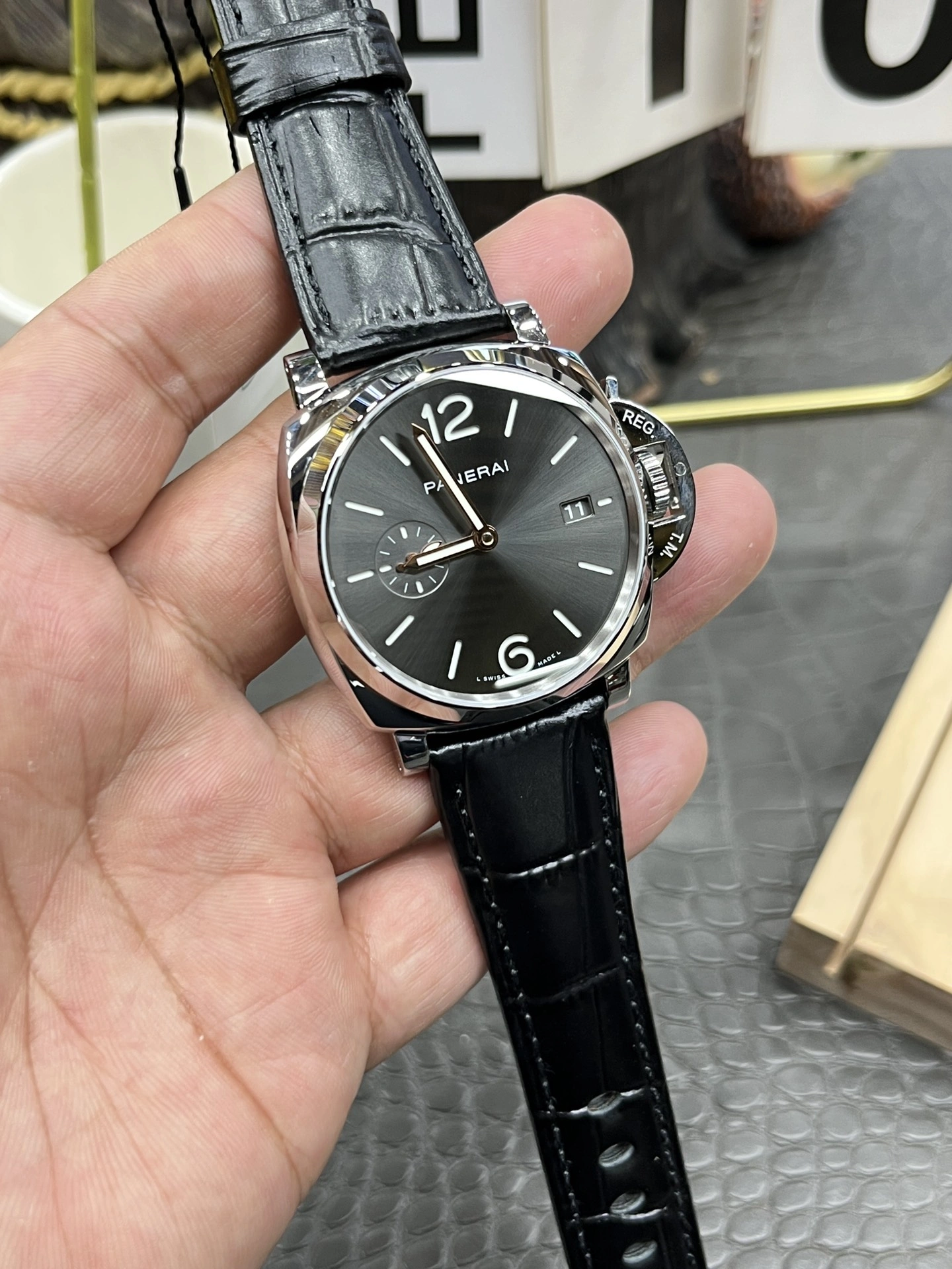 CBD Factory Panerai Luminor Due 42mm Grey Dial Black Leather Strap Smooth Bezel(PAM01250)1:1 Super Clone – DDP.900 Movement Bold 358